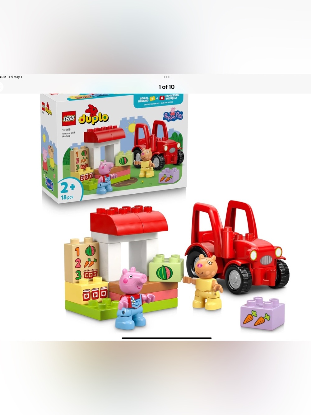 LEGO DUPLO Peppa Pig Red Tractor & Market Playset - Red 10468